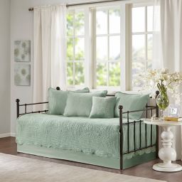 Madison Park Tuscany 6-Piece Reversible Scalloped Edge Daybed Cover Set in Seafoam