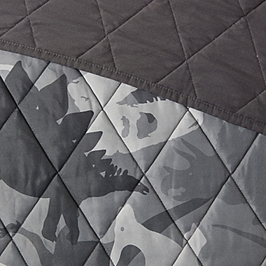 Mi Zone Kids Dylan 4-Piece Dino Camo Full/Queen Coverlet Set in Grey. View a larger version of this product image.