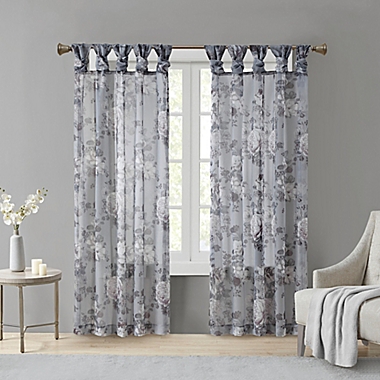 Madison Park Simone 84-Inch Sheer Twisted Tab Top Window Curtain Panel in Grey (Single). View a larger version of this product image.