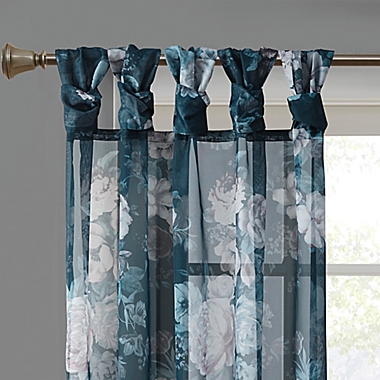 Madison Park Simone 95-Inch Sheer Twisted Tab Top Window Curtain Panel in Navy (Single). View a larger version of this product image.