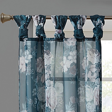Madison Park Simone 84-Inch Sheer Twisted Tab Top Window Curtain Panel in Navy (Single). View a larger version of this product image.