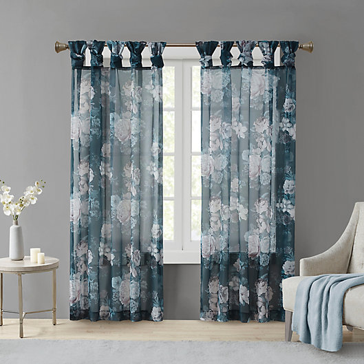 Alternate image 1 for Madison Park Simone 84-Inch Sheer Twisted Tab Top Window Curtain Panel in Navy (Single)