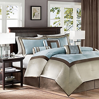 Madison Park Genevieve 7-Piece King Comforter Set in Blue. View a larger version of this product image.