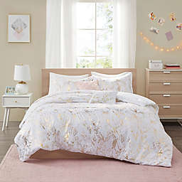Intelligent Design Magnolia Printed Floral 4-Piece Twin/Twin XL Comforter Set in Gold