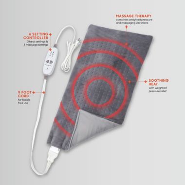 Calming Heat&trade; by Sharper Image&reg; Weighted Massaging Heating Pad. View a larger version of this product image.