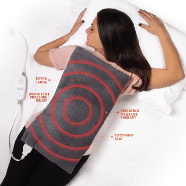 Calming Heat&trade; by Sharper Image&reg; Weighted Massaging Heating Pad. View a larger version of this product image.