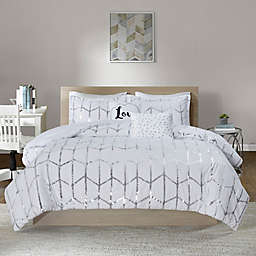 Intelligent Design Raina 4-Piece Twin/Twin XL Comforter Set in White/Silver
