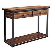 Claremont Rustic Wood Console Table with Storage in Dark Brown
