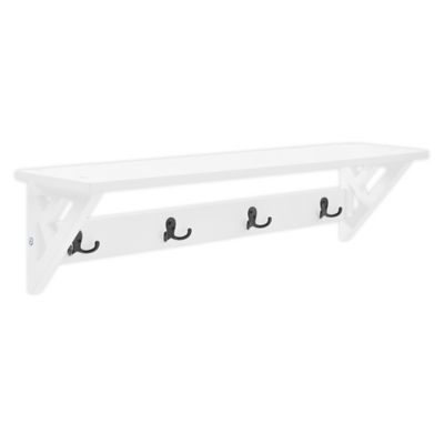Coventry Wood Coat Hook with Shelf in White