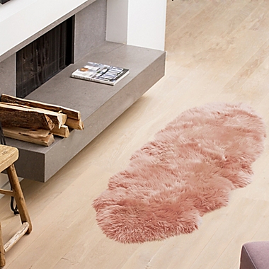 Natural 100% New Zealand Sheepskin 2-Foot x 6-Foot Area Runner in Pink. View a larger version of this product image.
