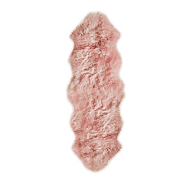 Natural 100% New Zealand Sheepskin 2-Foot x 6-Foot Area Runner in Pink. View a larger version of this product image.