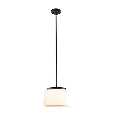 Hampton Hill Lansing Single-Light Pendant in Black with Fabric Shade. View a larger version of this product image.