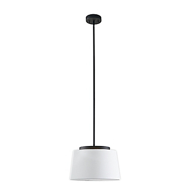 Hampton Hill Lansing Single-Light Pendant in Black with Fabric Shade. View a larger version of this product image.
