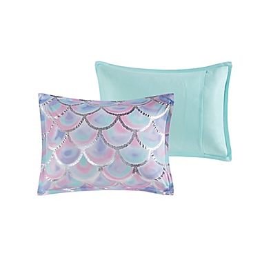 Mi Zone Pearl Metallic 3-Piece Reversible Twin/Twin XL Duvet Cover Set in Aqua/Purple. View a larger version of this product image.
