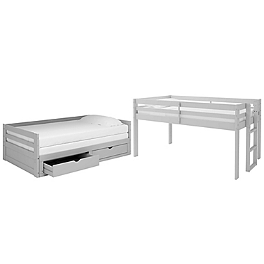 Jasper Twin to King Daybed with Top Bunk and Storage in Dove Grey. View a larger version of this product image.