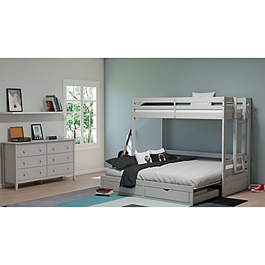 Jasper Twin to King Daybed with Top Bunk and Storage in Dove Grey. View a larger version of this product image.