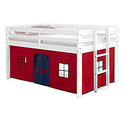 Jasper Twin Loft Bed in White with Red Tent