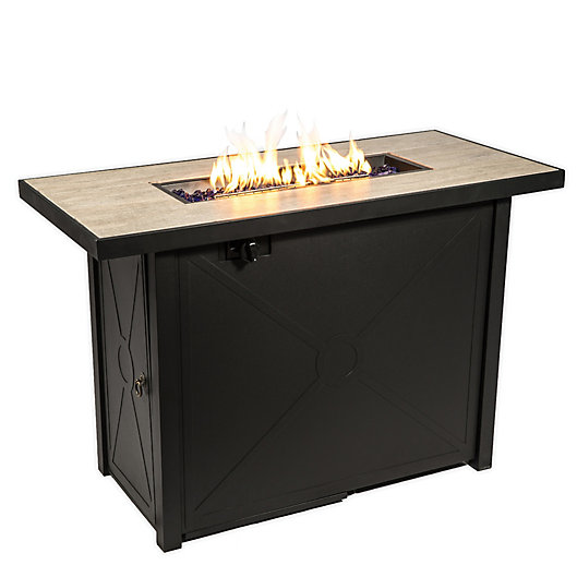 Alternate image 1 for Teamson Home Outdoor Rectangular Propane Steel Ceramic Gas Fire Pit