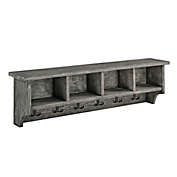 Alaterre Pomona Metal and Wood Coat Hook with Cubbies in Slate Grey