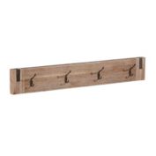H27cm x W65cm x D14cm Entryway Organizer Coat Rack Wall Mounted I Entryway Shelf with Hooks I 6 Pewter Finish Coat Hook On Dove Grey I Wall Hooks Decorative OCCO Lublin H10.4” x W25.6” x D5.5”