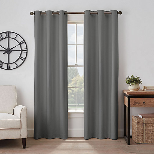 Alternate image 1 for Eclipse Gabriella 95-Inch Grommet Blackout Window Curtain Panel in Dark Charcoal (Single)