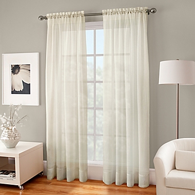 Crushed Voile Sheer 95-Inch Rod Pocket Window Curtain Panel in Ivory (Single). View a larger version of this product image.