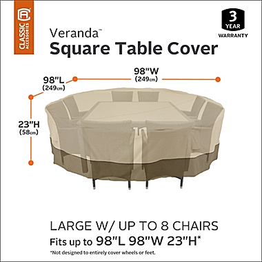Classic Accessories&reg; Veranda Square Large Table and Chair Cover. View a larger version of this product image.
