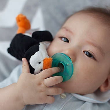 WubbaNub&trade; Size 0-6M Penguin Infant Pacifier in Black/White. View a larger version of this product image.