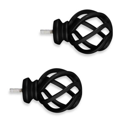 Cambria&reg; Premier Complete Birdcage Finials in Black (Set of 2)