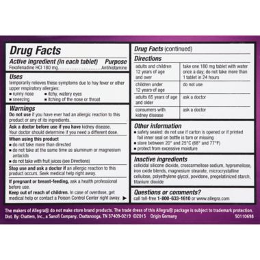 Allegra&reg; Allergy 45-Count 24-Hour Antihistamine Tablets. View a larger version of this product image.