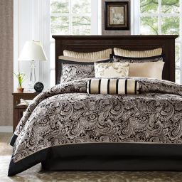 Madison Park Aubrey 12-Piece Reversible Queen Comforter Set in Black/Silver
