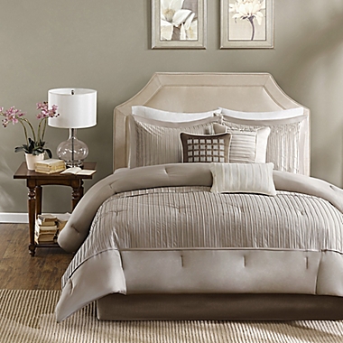 Madison Park Trinity Reversible King Comforter Set in Taupe. View a larger version of this product image.