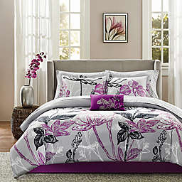 Madison Park Claremont 9-Piece Reversible King Comforter Set in Purple