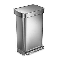 simplehuman® 45-Liter Rectangle LinerStep Trash Can w/Liner Pocket in Brushed Stainless Steel