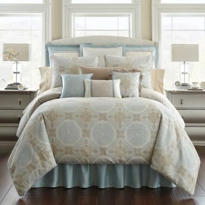 Waterford&reg; Jonet Queen Comforter Set in Cream/Blue