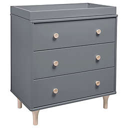 babyletto Lolly 3-Drawer Changer Dresser in Grey/Natural