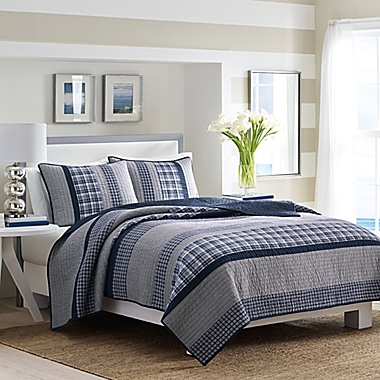 Nautica&reg; Adelson Quilt Standard Pillow Sham in Navy. View a larger version of this product image.