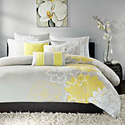 Madison Park Lola 6-Piece Full/Queen Duvet Cover Set in Yellow/Grey