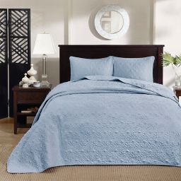 Madison Park Quebec 3-Piece Reversible King Bedspread Set in Blue