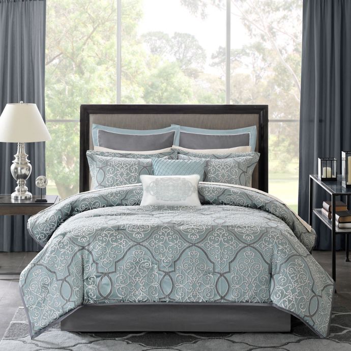 Madison Park Lavine Comforter Set In Blue Bed Bath Beyond