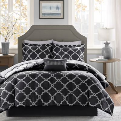 Black and White Cal King Queen Lanco Genie 5-Piece Reversible Comforter Set 