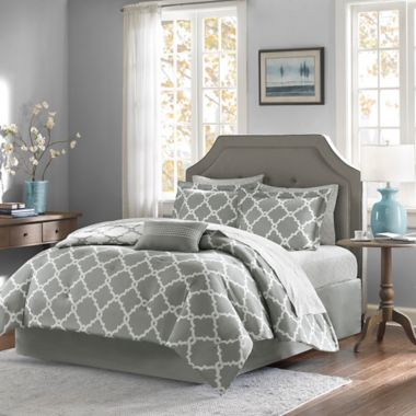 Madison Park Essentials Merritt 9-Piece Reversible Queen Comforter Set in Grey. View a larger version of this product image.