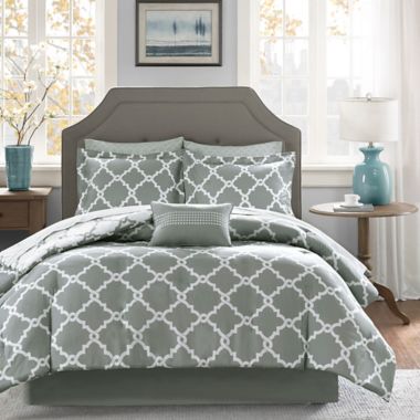 Madison Park Essentials Merritt 9-Piece Reversible Queen Comforter Set in Grey. View a larger version of this product image.