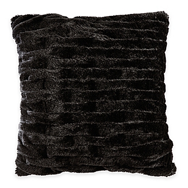 Madison Park Ruched Faux Fur 20-Inch Square Throw Pillow in Black. View a larger version of this product image.