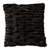 Madison Park Ruched Faux Fur 20-Inch Square Throw Pillow in Black