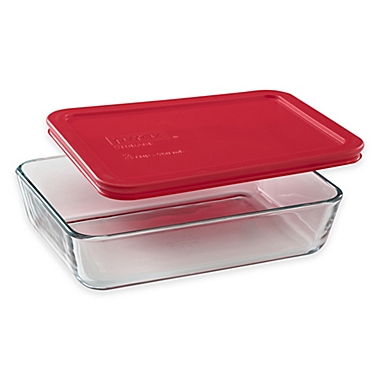 Pyrex&reg; Storage Plus 3-Cup Rectangular Glass Bowl with Cover. View a larger version of this product image.