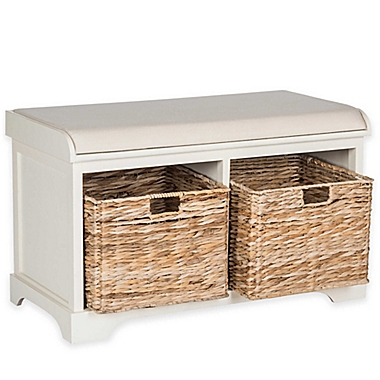 Safavieh Freddy Wicker Storage Bench in Vintage White. View a larger version of this product image.