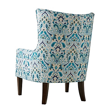 Madison Park Carissa Shelter Wing Chair in Blue/Yellow. View a larger version of this product image.