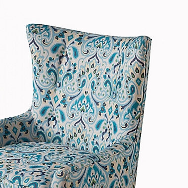 Madison Park Carissa Shelter Wing Chair in Blue/Yellow. View a larger version of this product image.