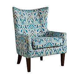 Madison Park Carissa Shelter Wing Chair in Blue/Yellow
